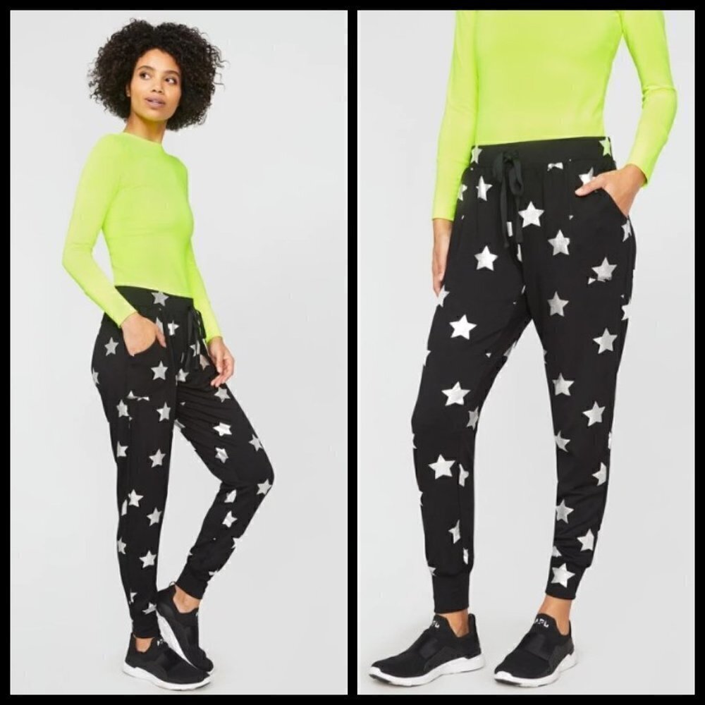 💕TEREZ💕 Silver Stars Foil French Terry Joggers